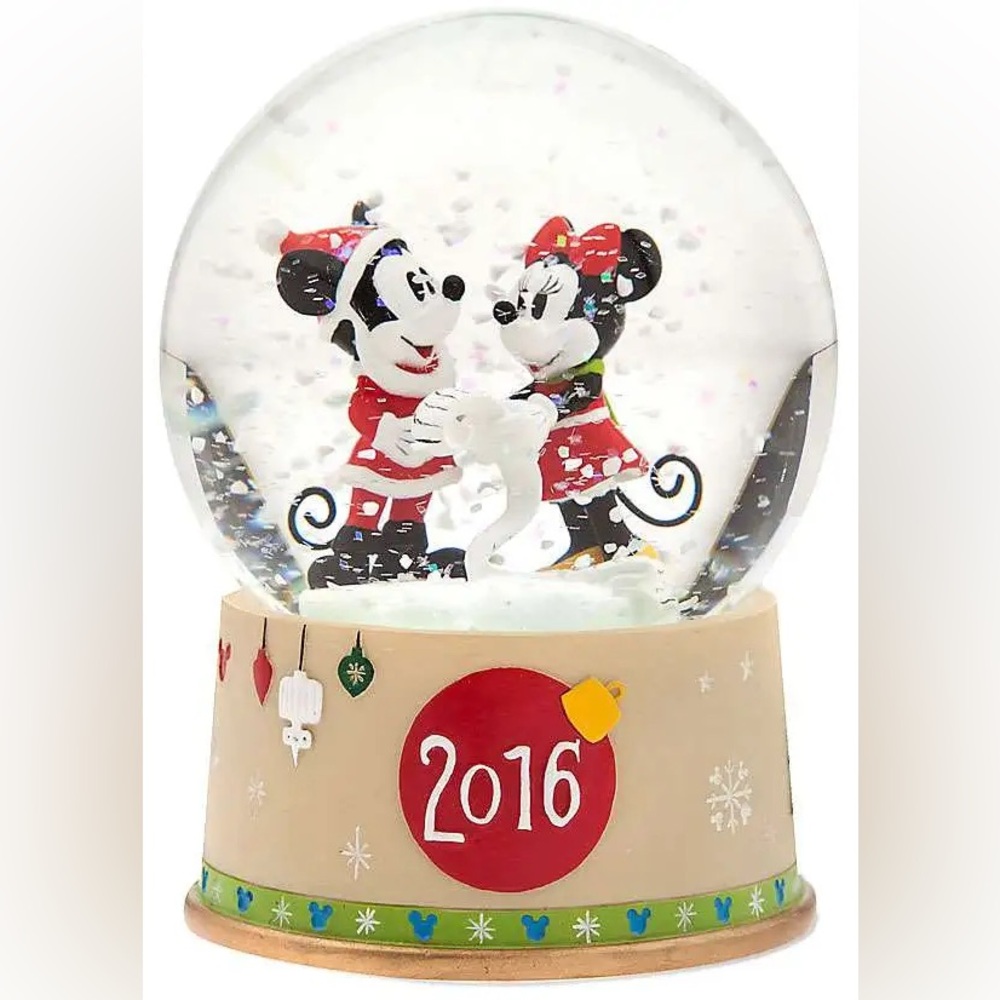 Disney Store 2016 Holiday Mickey And Minnie Mouse Exclusive Snow Globe Christmas